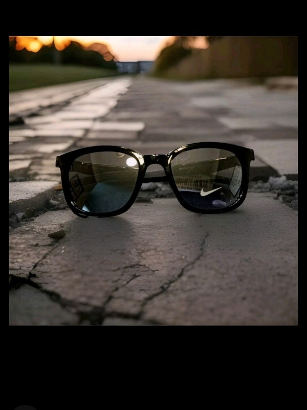 Nike Black Sunglasses with Textured Temple Accent